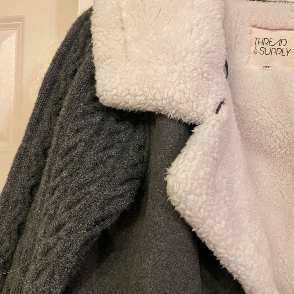 Grey faux fur lined shacket